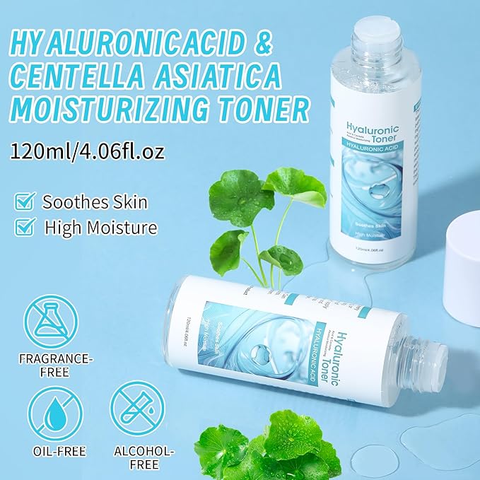Centella Asiatica Toner, Hyaluronic Acid Face Toner, Facial Toner for Women, Deep Moisturizing, Soothing for Sensitive, Oil, Dry Skin All Skin Types, 4.06fl.oz/120ml