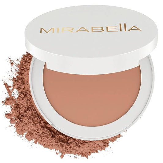 MIRABELLA - Invincible for All Pure Press Foundation, HD-Finish Pressed Powder, Buildable Mineral Pressed Powder Compact with Jojoba & Triglyceride, Age-Defying Makeup for All Skin Types, Deep D13