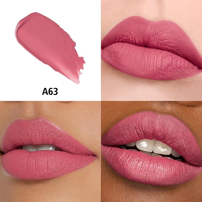 Pink Lipstick Long Lasting Lipsticks for Women Pigmented Smudgeproof Transferproof Vegan Cruelty Free Lip Makeup, A63 Icon Era