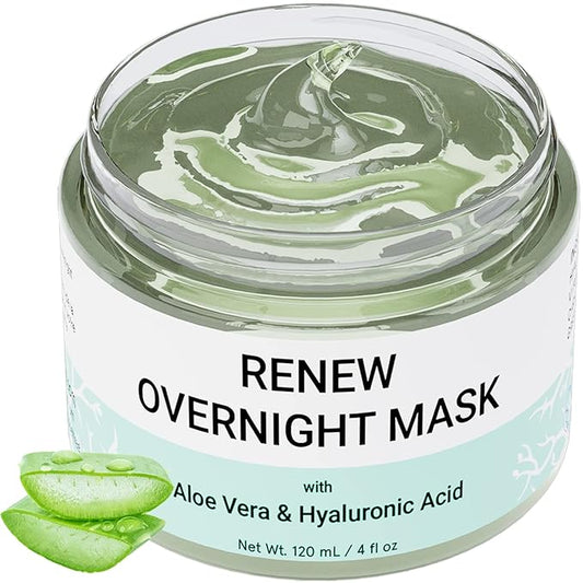 Doppeltree RENEW Overnight Face Mask with Aloe Vera Gel & Hyaluronic Acid, Anti Aging Hydrating Facial Mask for All Skin Types, Night Time Skin Care & Repair