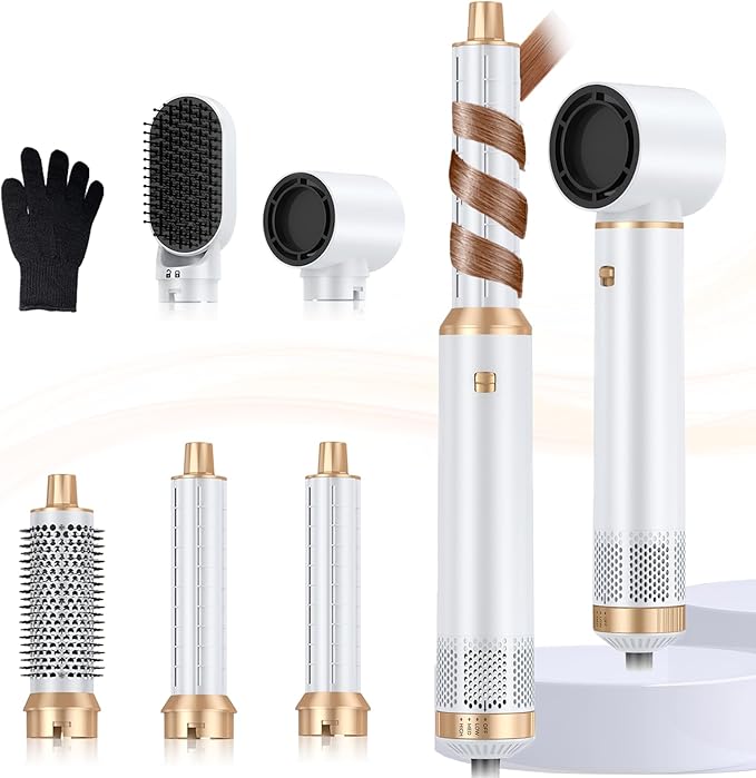 5 in 1 Blow Dryer Brush, Negative Ion Hair Dryer Brush Set Upgrade Hot Air Brush Air Styler Curling Wrap Air Curler, Curling Iron Hair Styling Tools As A Gift for Straight/Curl/Drying/Smoothing