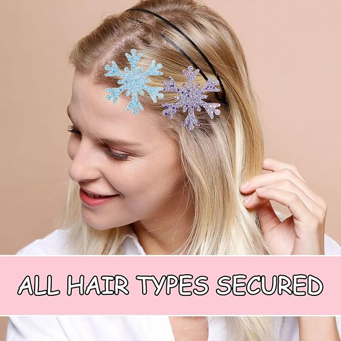 12 Pcs Christmas Hair Claw Clips Various Snowflake Glitter Hair Clips Cute Mini Claw Clip Colorful Small Hair Clips for Women Thick and Thin Hair Various Hairstyles