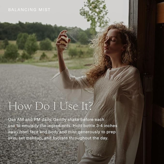 Oak Essentials Balancing Mist | Antioxidant-Rich Rose Water & Aloe Toning Face Mist That Helps Hydrate, Calm, and Refresh, 3.4 Fl Oz