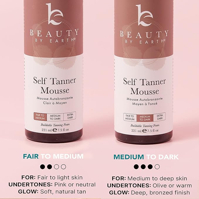 Self Tanner Tanning Mousse Kit - USA Made with Natural & Organic Ingredients, Tan Kit with Kabuki Brush & Mitt, Tanning Foam for Fake Tan, Non Toxic Sunless Tanner, Self Tanners Best Sellers