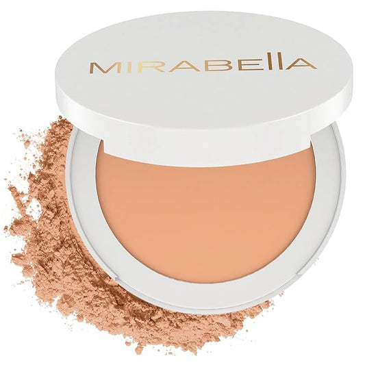 MIRABELLA - Invincible for All Pure Press Foundation, HD-Finish Pressed Powder, Buildable Mineral Pressed Powder Compact with Jojoba & Triglyceride, Age-Defying Makeup for All Skin Types, Tan T12