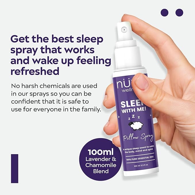 NUVO WELLNESS Premium Sleep Spray Made with Therapeutic Essential Oils - Deep Sleep Pillow Spray Mist with Lavender and Chamomile - Sleep Spray for Pillows - 4 oz Bottle