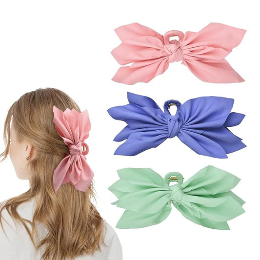 Bow Claw Clips Bow Hair Clips 3PC Big Hair Bows for Women Butterfly Styling Large Hair Clips for Thick Hair for Girls Hair Accessories for Teen