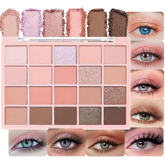 20Colors Nude Pink Brown Basics Matte Eyeshadow Palette,Eye Shadow Travel Makeup Palette all in one Long Lasting Waterproof,Great for Travel Gift Kit