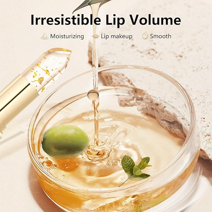 2Pcs Transferproof Color Changing Lipstick,Gold Crystal Color Changing Lipstick,Long Lasting 24 Hours Moisturizing Glossy Shine Lip Gloss for Women