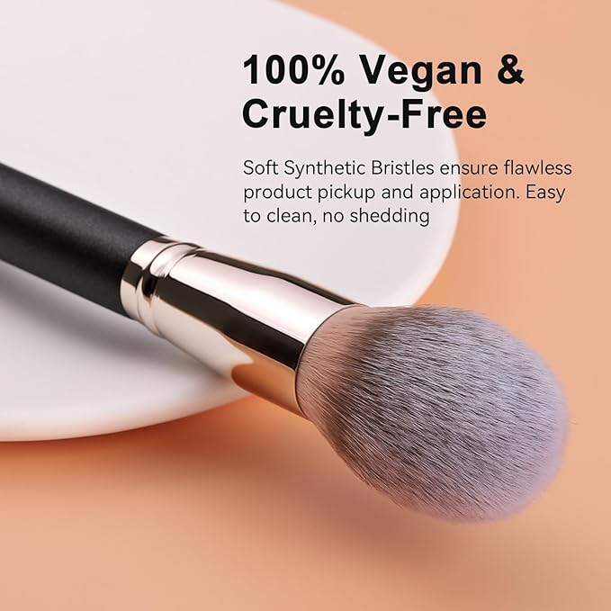 TEOYALL Oval Blush Brush, Ultra Plush Fluffy Synthetic Bristles Powder Brush for Contour Bronzer Cheek with Loose Powder