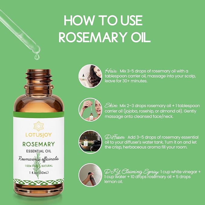 Rosemary Oil for Hair Growth Organic 1 Oz - 100% Pure Rosemary Essential Oil- 30ml