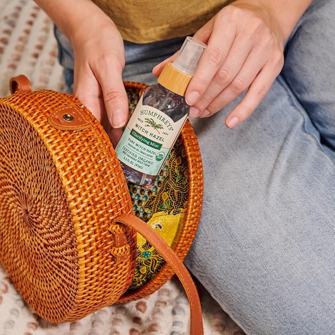 Humphreys Witch Hazel Clarifying Toner Mist Spray | Wild Harvested Witch Hazel | USDA Organic| Travel Size 3.3 Fl Oz | Fragrance Free | Clears Pores & Removes Oil