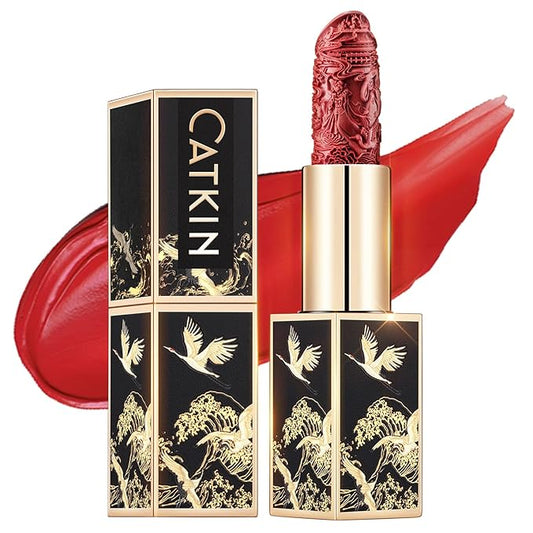Catkin Moist Lipstick Hydrating High Impact Color Infused with Vitamin E and Avocado Oil Smooth Soft Texture Long Lasting Red Glow Finish 130