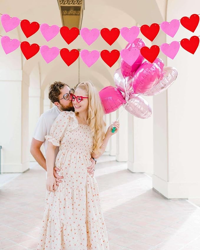 Red Pink Heart Banner Garland