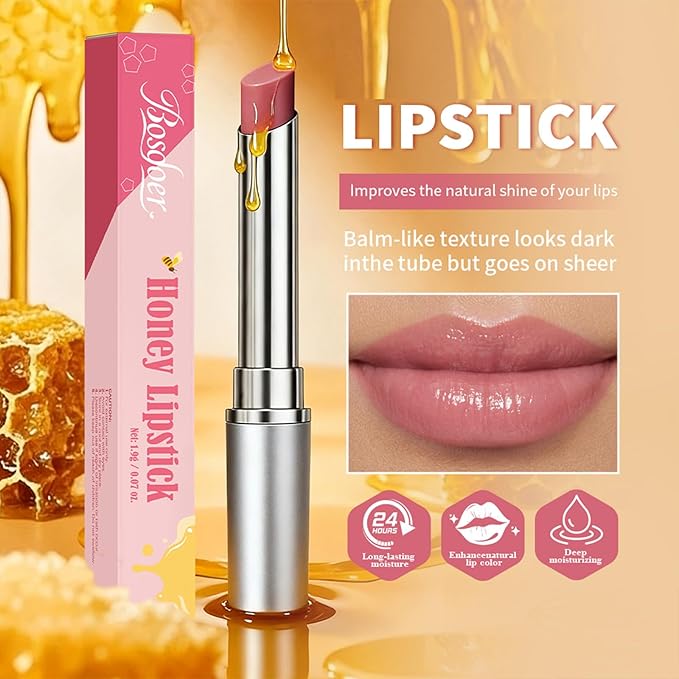 Honey Lip Tinted Lip Balm, Nourishing Hydrating Natural Color, Moisturizing Lip Care for Soft Lips for Daily Use, Enhances Lips with a Subtle Tint, Long Lasting, Lightweight (2PCS Pink, Large)