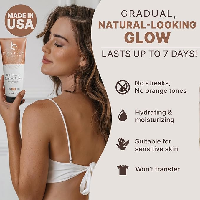 Self Tanner with Tanning Mitt - USA Made Sunless Self Tanning Lotion with Organic Ingredients