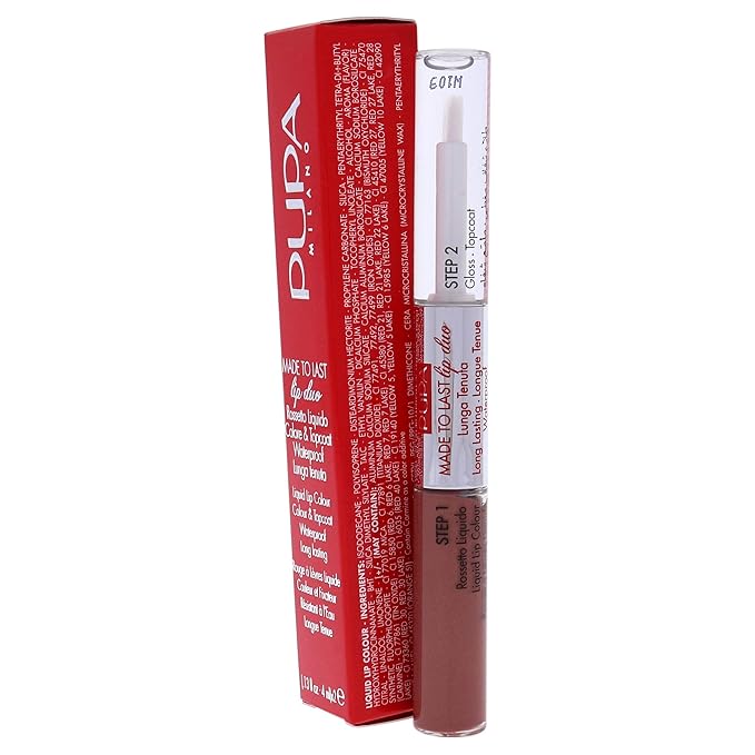 PUPA Milano Made To Last Lip Duo - Smudge-Proof Lip Color And Gloss - Highly Pigmented Shades - One Swipe Color Payoff - Gives Unrivaled Glassy Effect - Long Lasting - 012 Natural Nude - 0.13 Oz