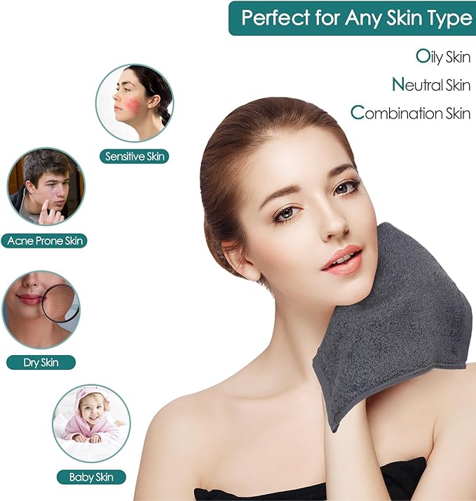 Wash Cloths 12 Pack, Super Soft and Skin Friendly Face Towel for Sensitive Skin, 10x10 inch Small Face Washcloths, Reusable Washable Makeup Remover Cloths, Easy to Rinse Grey Facial Cleansing Cloths