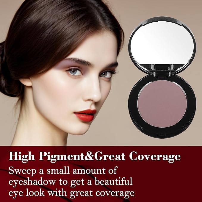 MEICOLY Matte Mauve Eyeshadow with Mirror,Nude Brown Taupe Eye Shadow Palette for Older Women and Girls,Pressed Powder Single Eyeshadow,Eye Makeup Eyelid Color,High Pigment,sombras para ojos