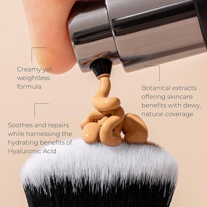 INIKA Organic Full Coverage Liquid Foundation Makeup with Hyaluronic Acid and Argan Oil, Vegan and Organic Foundation for Skin Elasticity and Plumpness, Natural Coverage, Beige, 30ml