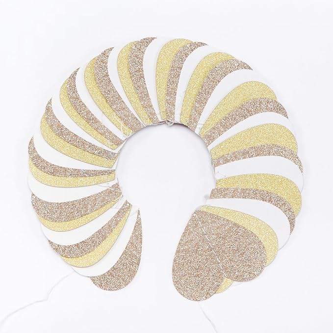 White-Gold Champagne Bachelorette Party Decorations - 52Ft Birthday Heart Hanging Paper Streamers-Garland Banner,Engagement Wedding Neutral Baby Bridal Shower Supplies Decor Ouruola