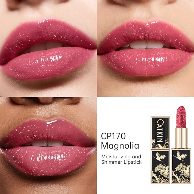 Catkin Moist Lipstick Hydrating High Impact Color Infused with Vitamin E and Avocado Oil Smooth Soft Texture Long Lasting Red Glow Finish 2pcs 07