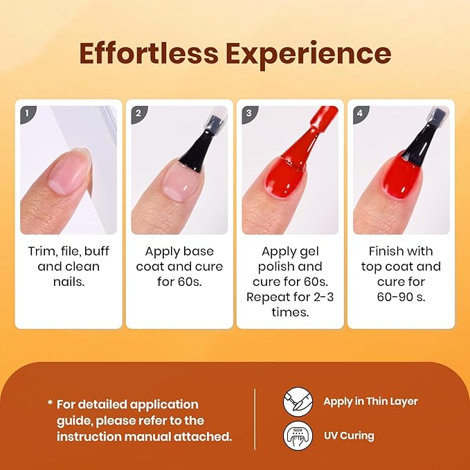 beetles Fall Orange Gel Polish Set, 6 Colors Red Yellow Orange Gel Nail Polish Set Twilight Warmth Collection Uv Gel Nail Art Manicure Gift for Women