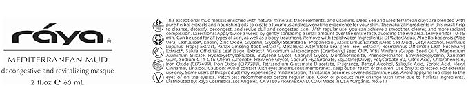 Raya Mediterranean Mud Masque (611) | Revitalizing Facial and Body Treatment Mask for Dull and Congested Skin | Rich in Vitamins and Minerals