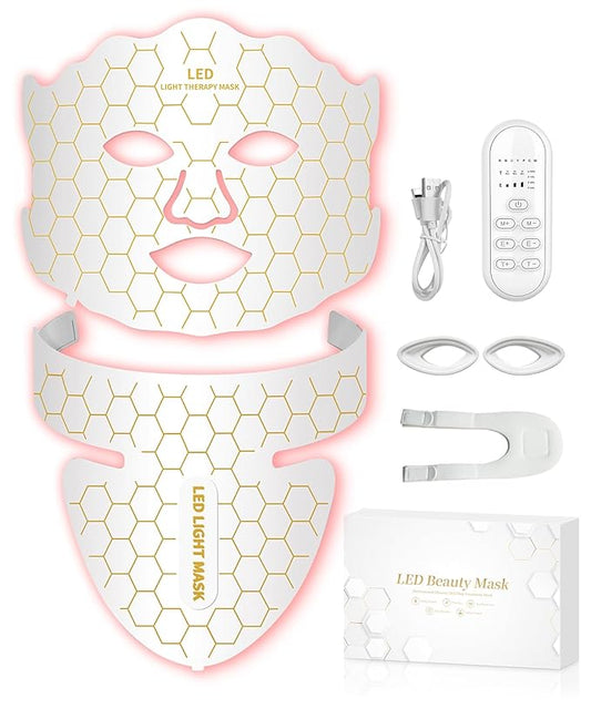Yahi LED Face Mask Light Therapy, Red Light Therapy for Face, 7-1 Colors LED Facial Skin Care Mask, 175 High-Density Light Beads, White