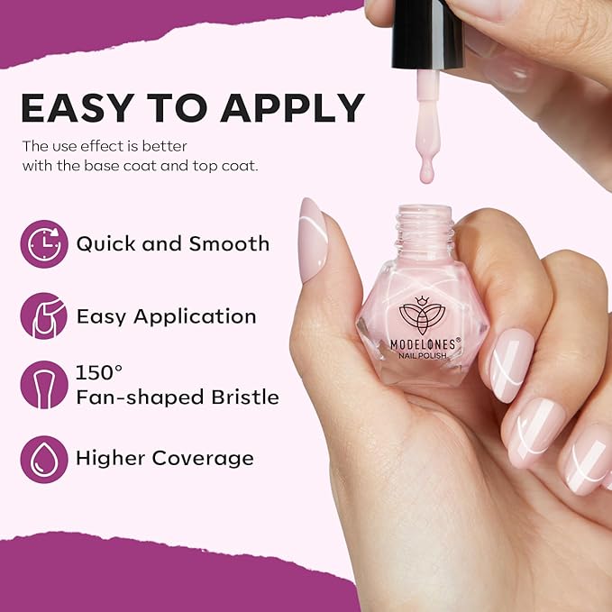 modelones Purple Nail Polish Set 6 Colors, Glitter Pink Shimmer Sparkle Mini Nail Lacquer Kit, Infinite Shine Quick Dry Long Lasting Nail Art DIY Home Salon Manicure Gift for Women Girls