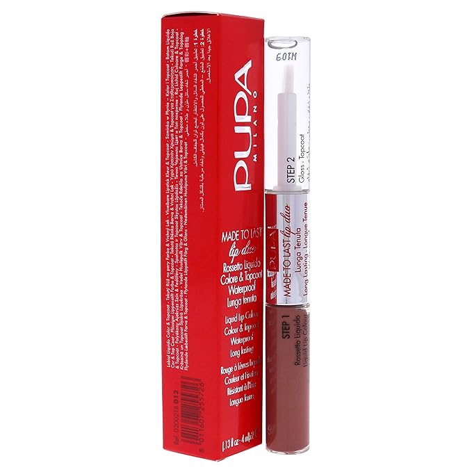 PUPA Milano Made To Last Lip Duo - Smudge-Proof Lip Color And Gloss - Highly Pigmented Shades - One Swipe Color Payoff - Gives Unrivaled Glassy Effect - Long Lasting - 012 Natural Nude - 0.13 Oz