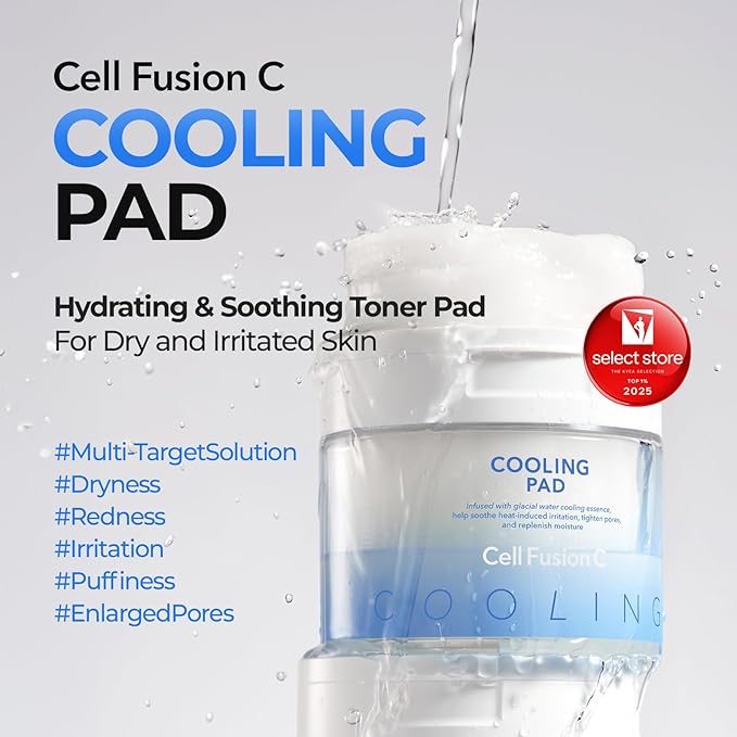 Cell Fusion C Post Alpha Cooling Pad – Hydrating & Cooling Korean Toner Pads | Panthenol & Glacier Water | Hydrating, Depuffing, Pore-Minimizing | 70 Pads / 6.08 fl.oz.