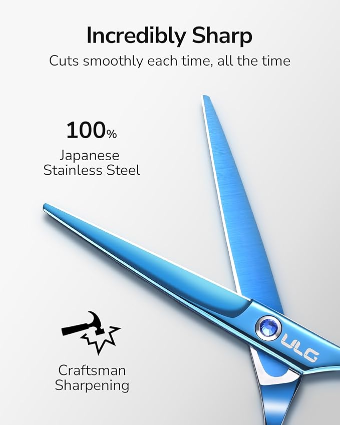 ULG Hair Cutting Scissors, Professional Hair Scissors 6.5 inch Right-Hand Razor Edge Barber Shears Salon Hair Cutting Shears Made of Japanese Stainless Steel, Hand Sharpened Navy