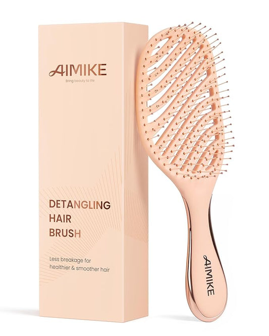 AIMIKE Detangling Brush, Wet Dry Vented Detangler Brush w/Soft Bristles, Pain-Free Detangle Hairbrush Loosens Stubborn Tangles, Extra Gentle on Sensitive and Fine Hair, for Women & Kids