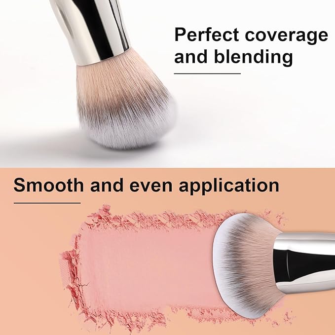 TEOYALL Domed Cheek Brush, Medium Precision Brush Head with Dense Synthetic Bristles for Contour Bronzer Blush with Loose Powder Cream