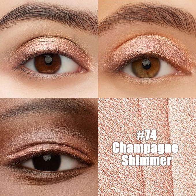 evpct Champagne Shimmer Cream Eye Shadow Sticks Brightener Pencils for Women, Metallic Champagne Eyeshadow Applicator Stick Pen Waterproof, Blendable Crease-Proof Stick Eyeshadow Shimmer Eye Makeup 74