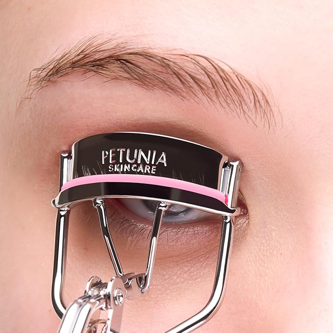 Silicone Eyelash Curler with Refill Pads & Satin Pouch Designed for No Pinching or Pulling and Perfect for Those with Straight Flat Lashes Wanting Dramatic Long Lasting Seamless Curls