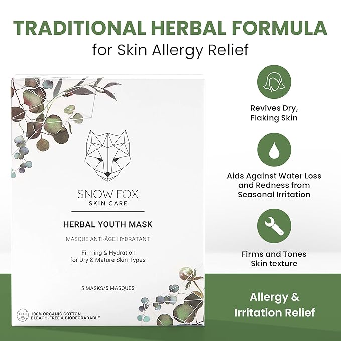 Snow Fox Herbal Youth Mask with Elasticity Production and Collagen Boost, 5-Pack