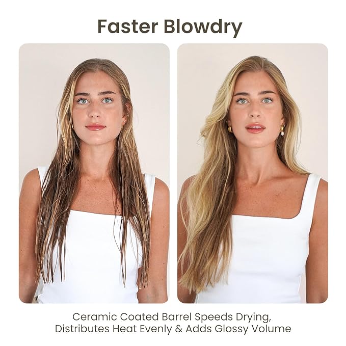 AIMIKE Round Hair Brush, Nano Thermal Ceramic & Ionic Tech, 2.1 Inch Barrel with Boar Bristles for Enhanced Texture, Golden, Hair Drying, Styling, Curling and Shine + 4 Free Clips