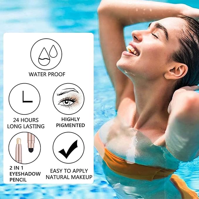 Eyeshadow Stick Makeup, Waterproof Hypoallergenic Long Lasting Cream Eye Shadow Pencil, Highlighter Matte Crayon eyes liner, Glitter Primer Palette Shimmer Eyeliner Pen, Champagne Shimmer