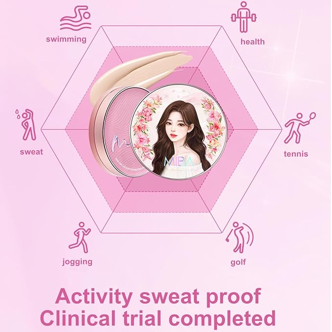 MIBA Ion Calcium Foundation Double Cushion Glow 25 g / 0.88 oz Big Cushion SEASON 3. Long Lasting Cover Effect. Moisture glow. Skin tightening relief. Smooth adhesion. (Lovely #23 Rosy Beige)