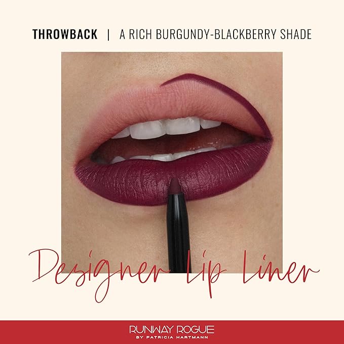 Runway Rogue ‘Call My Agent’ Velvet Glam Liquid Lipstick with 'Throwback' Matte Rich Burgundy-Blackberry Lip Liner Pencil and Lip Liner Sharpener
