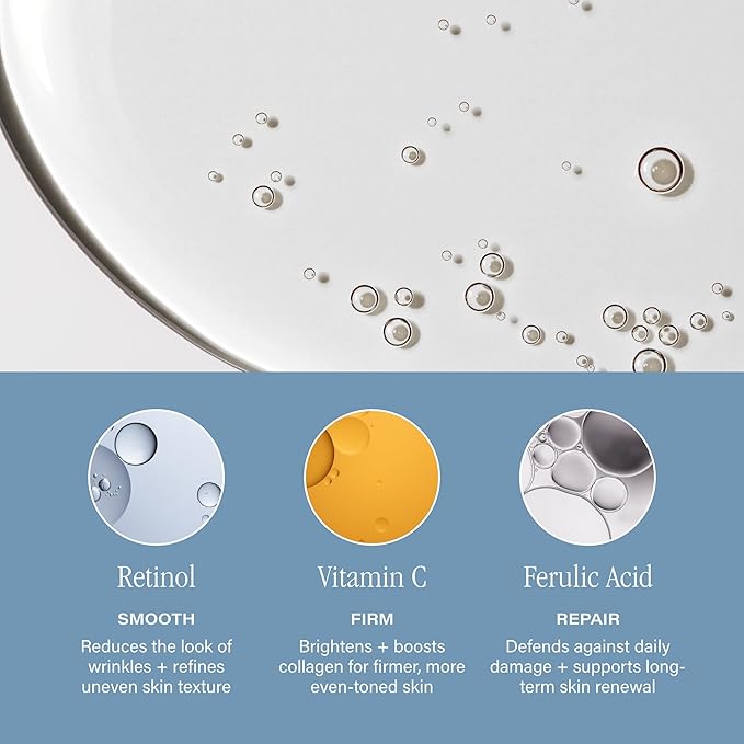 SKINN Deep Wrinkle Facial Serum, Intensive Age Reset - Anti Wrinkle Repair Skincare for Face - Hydrating & Plumping Anti Aging Serum Reduces Fine Lines - Ferulic Acid, Retinol & Vitamin C