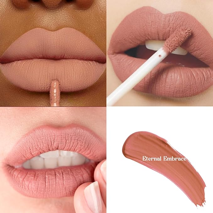 Peach Coral Liquid Lipstick - Long Lasting, Smudge Proof, Transfer Resistant Lip Color, Waterproof, Non-Transfer Formula (Eternal Embrace)