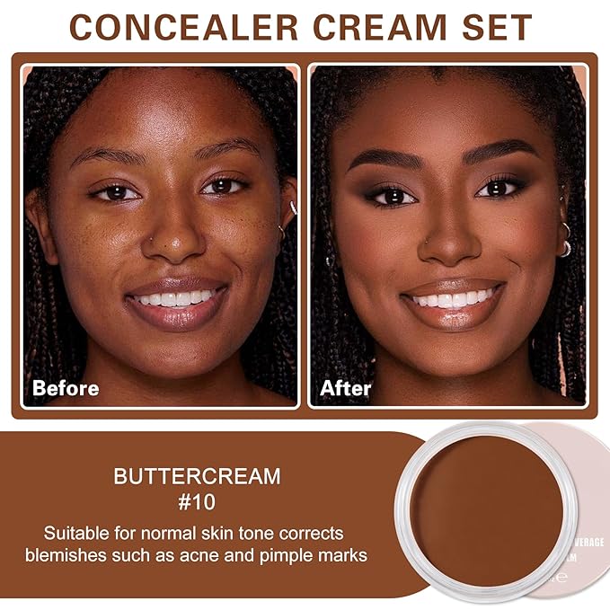 Under Eye Concealer for Dark Circles,Pro Full Coverage Concealer Makeup,Long-lasting Color Corrector for Dark Circles,Waterproof Under Eye Brightener,Corrector de Ojeras (10 BUTTERCREAM)