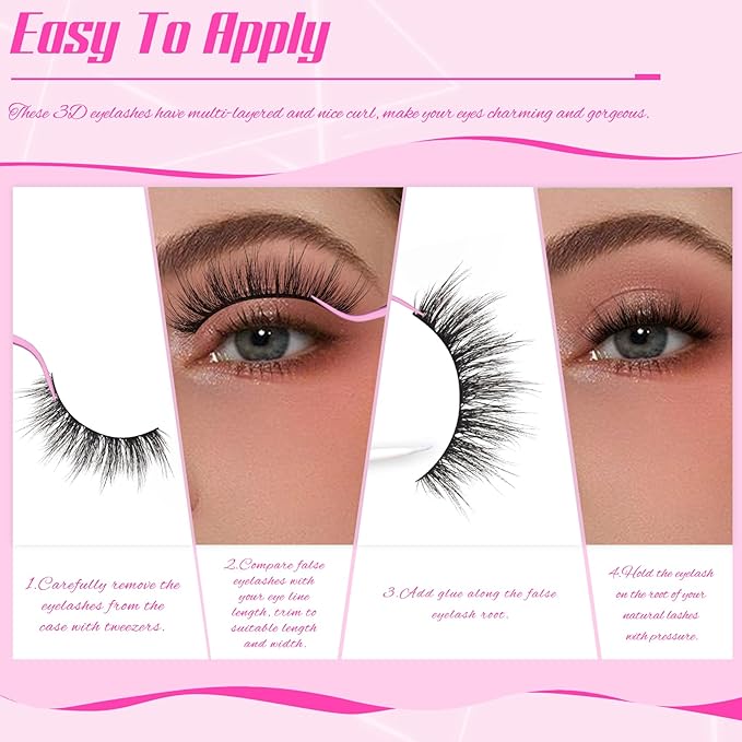 Veleasha Lashes 3D Faux Mink Lashes Fluffy False Eyelashes Natural Look 14 Pairs Lashes Pack Luxury Wispy Fake Eyelashes (815-Z)