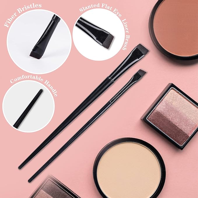 16 Pcs Eyeliner Brush Eyebrow Tint Brushes Brow Brushes Set Flat Tapered Eyebrow Concealer Brush Ultra Thin Christmas Makeup Brush Fine Angled Slanted Brushes Eye Shadow Applicator Sticks Brushes