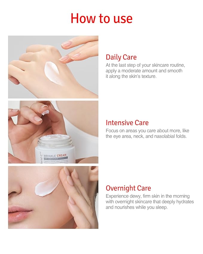 VITABRID C12 Wrinkle Cream - Age Defying Skin Recovery Moisturizer with Peptides, Vitamin C, Shea Butter - Wrinkle Repair Moisturizing Day & Night Skincare for Face and Neck - Fragrance Free, 1.69oz.