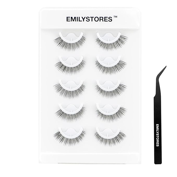 Self Adhesive Lashes Stick Eyelashes Wispy Light Pre-Glued Eyelash 5 Pairs with Applicator (DLP01)