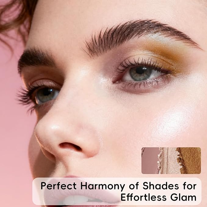 Eyeshadow Stick 3Pcs Set, Waterproof & Crease-Proof, Easy Blendable Makeup Pencil for Beginners, Color Includes Matte Dusty Pink & Shimmer Peach & Fenugreek, 1.9g Each Stick